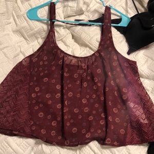Burgundy flowy crop top